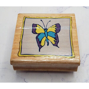 Striped Butterfly Canadian Maple Collection Wood Mounted Rubber Stamp X4024